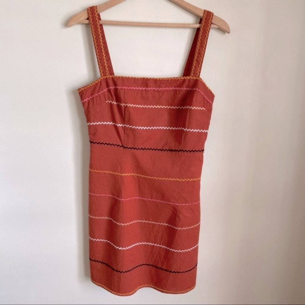 Forever21 orange stripes mini sleeveless cotton linen dress size medium